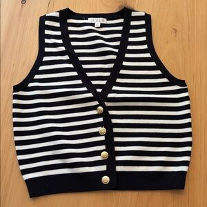 J. Crew Striped Vest with Gold Buttons